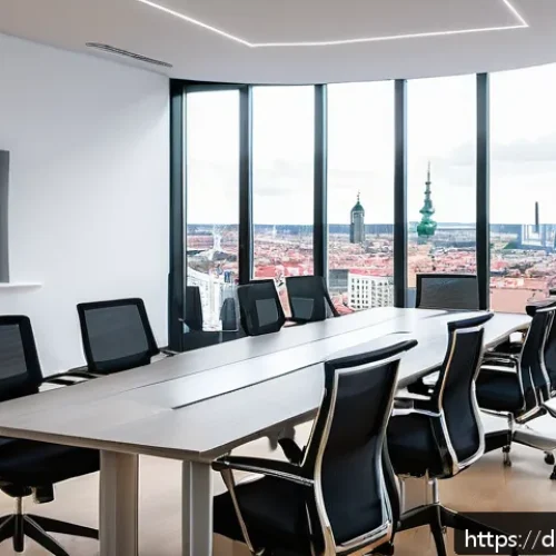 Home 31 스폰서의 역할과 중요성 이해하기 - A professional business meeting scene in a modern German office, featuring diverse corporate sponsor...