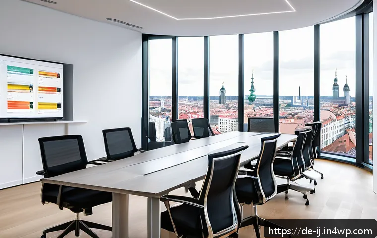 스폰서의 역할과 중요성 이해하기 - A professional business meeting scene in a modern German office, featuring diverse corporate sponsor...