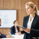 Home 18 경력 스폰서 확보를 위한 의사소통의 중요성 - A professional business networking event in a modern conference hall in Germany, featuring diverse p...