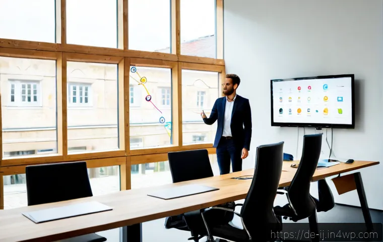 스폰서십의 발전 방향과 미래 전망 - Photorealistic future-focused sponsorship meeting in a modern Berlin office, diverse German business...